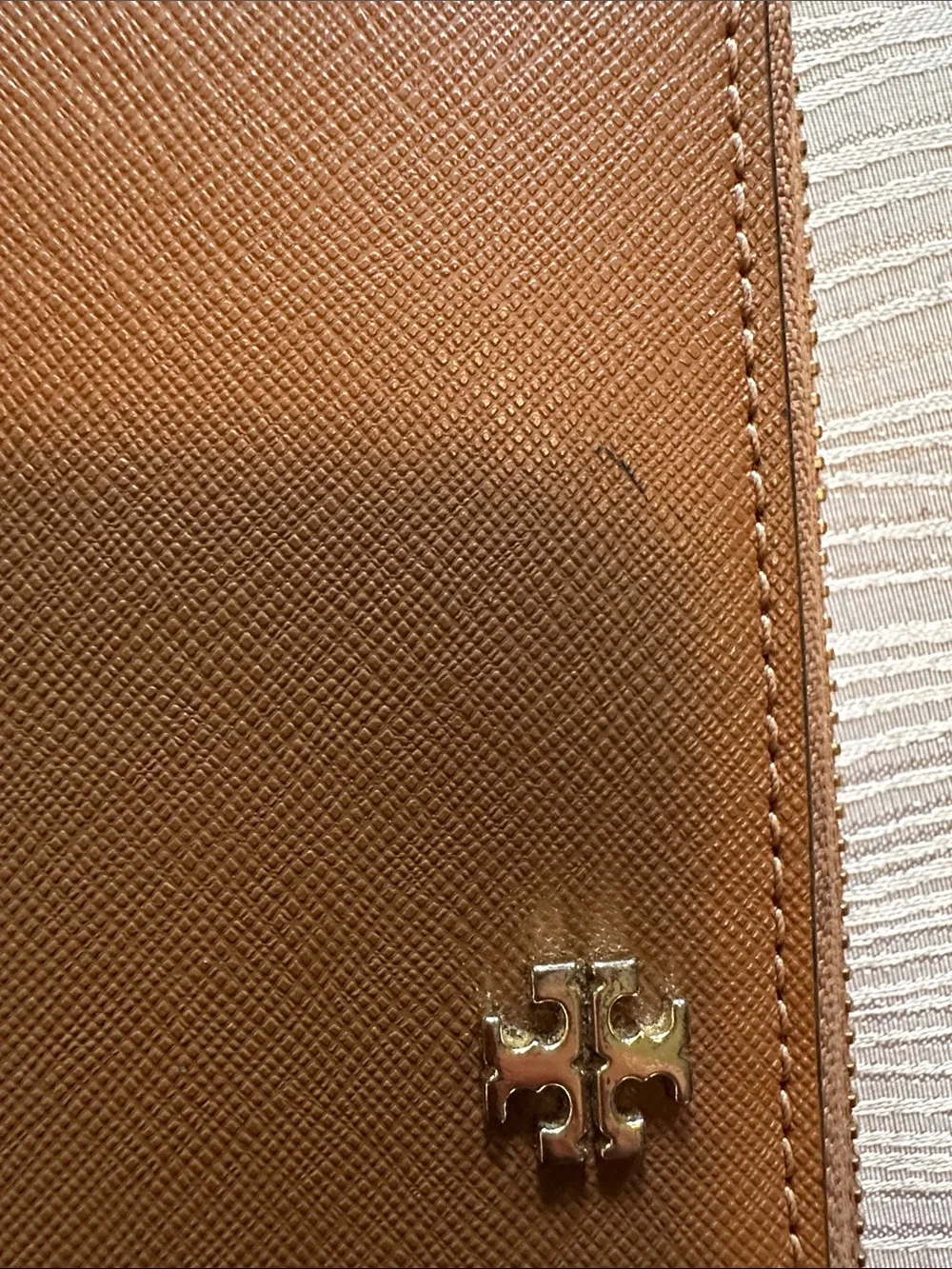 Tory Burch Cognac Leather Tote with Zip Wallet